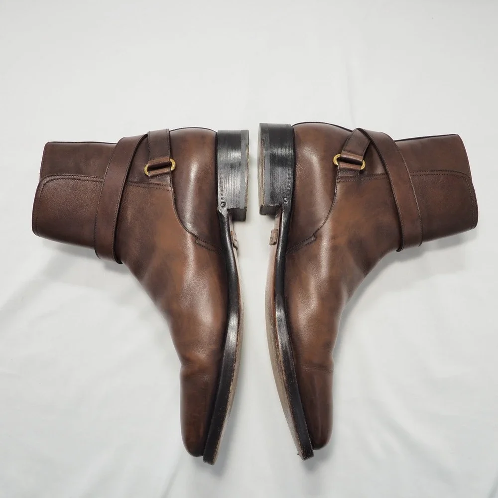 Ralph Lauren Wellington Jodhpur Boots Mens 10.5 Brown Leather Purple Label Italy